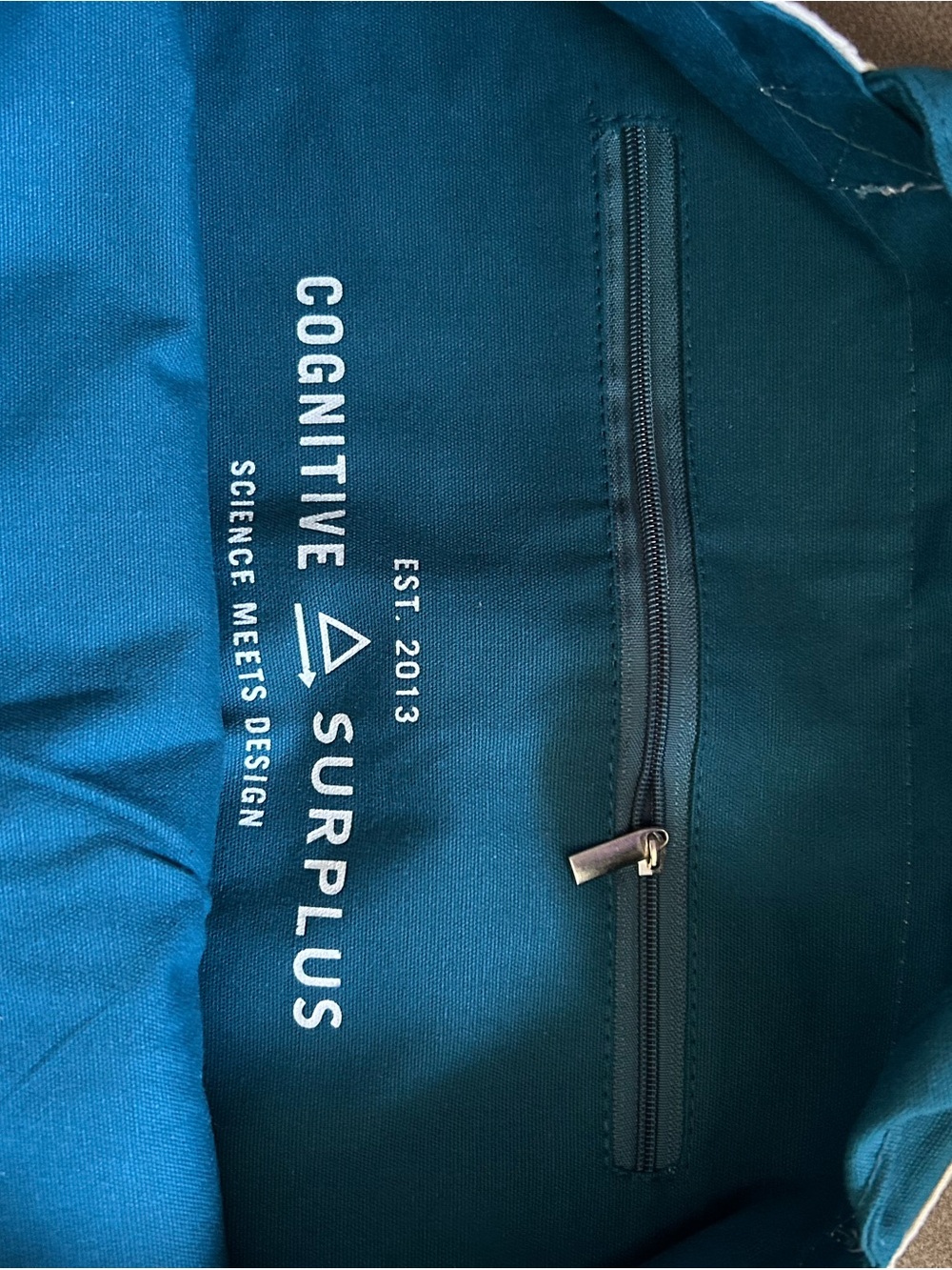 Ocean Life Printed Canvas Tote in Teal and Cream - Picture 3 of 3